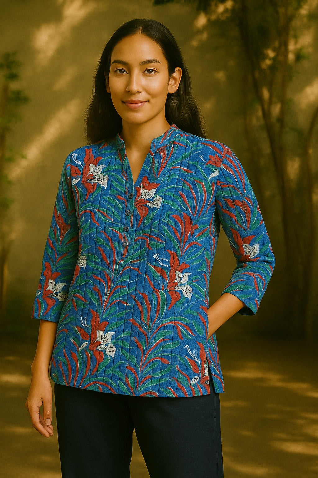 quilted blockprint jacket - updated