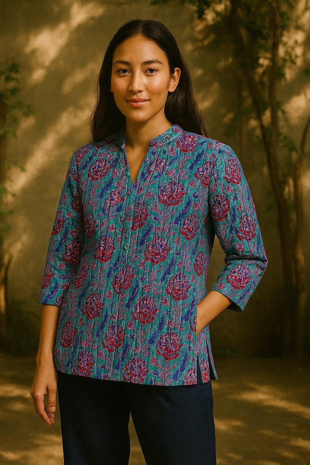 quilted blockprint jacket - updated