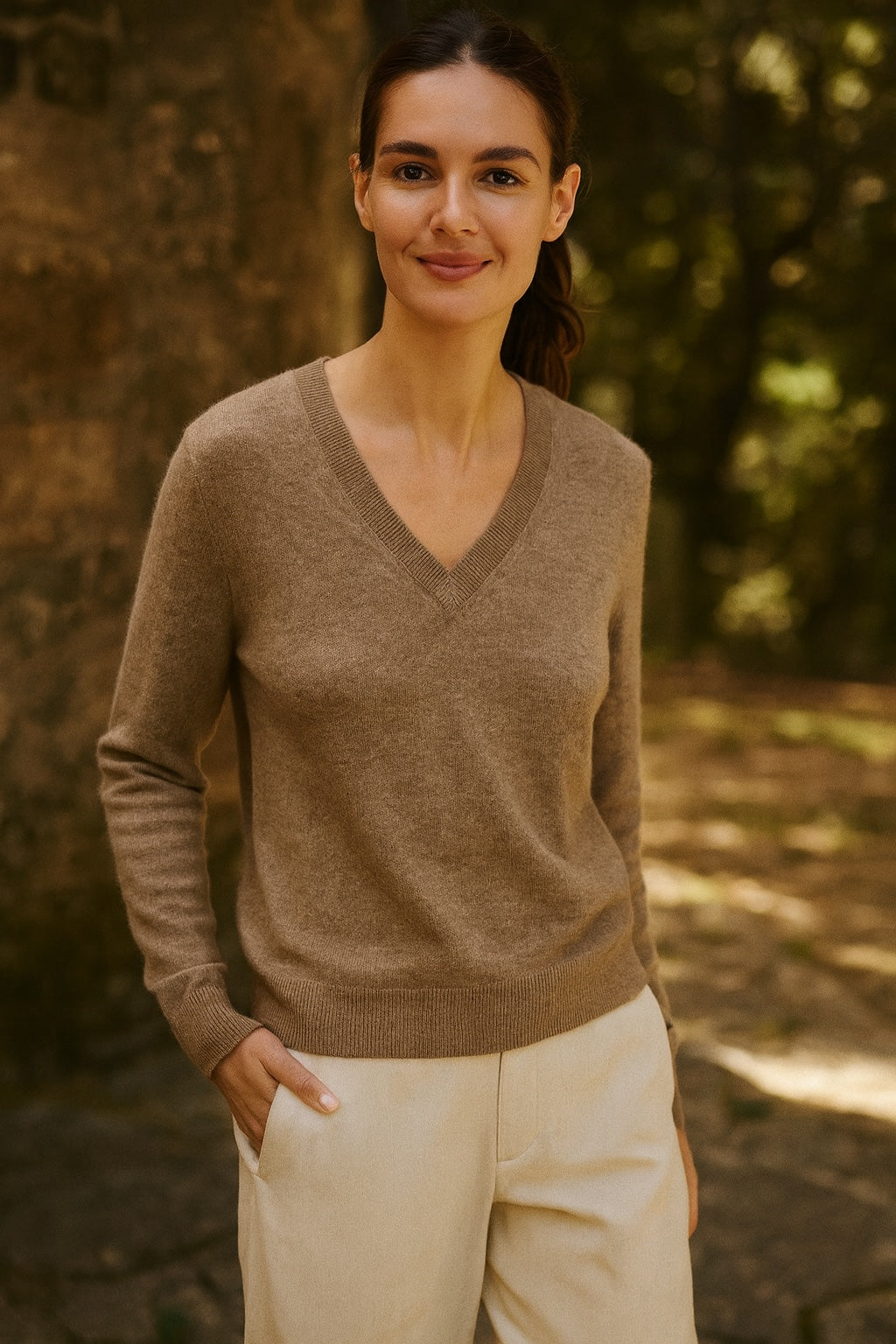nina cashmere v-neck pullover