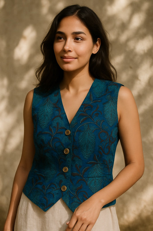 blockprint cotton vest - updated