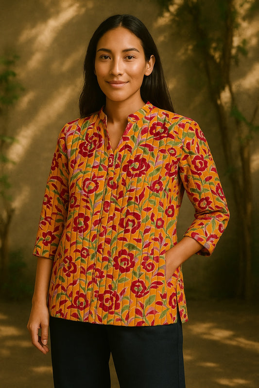 quilted blockprint jacket - updated