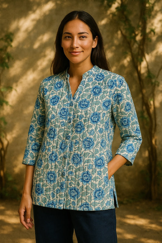 quilted blockprint jacket - updated