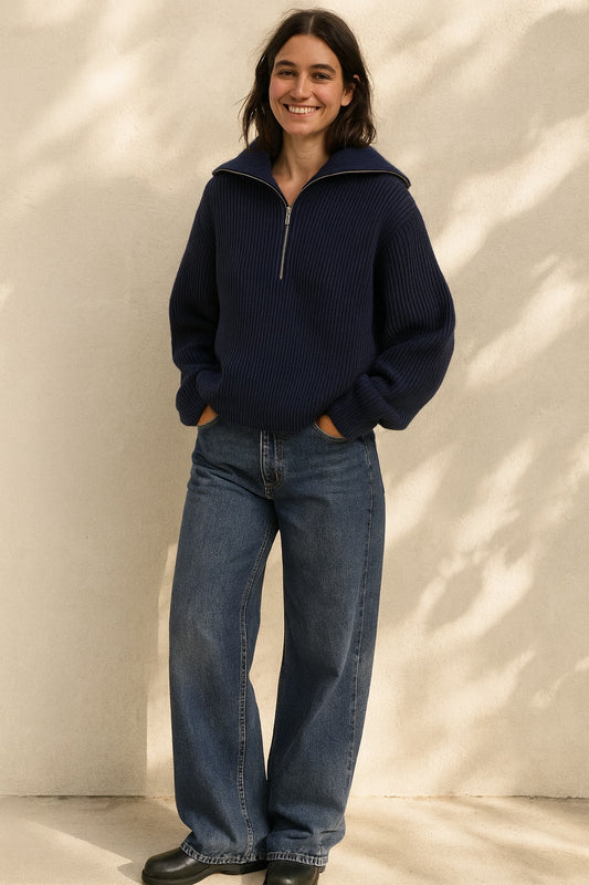 anna cashmere zip sweater